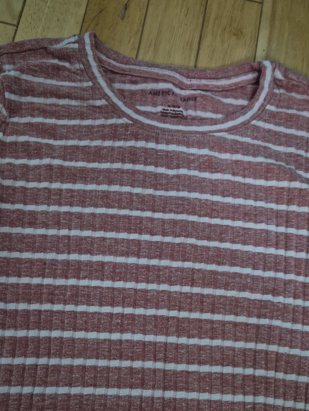 American Eagle Outfitters Pink and White Striped Long Sleeve Tee
